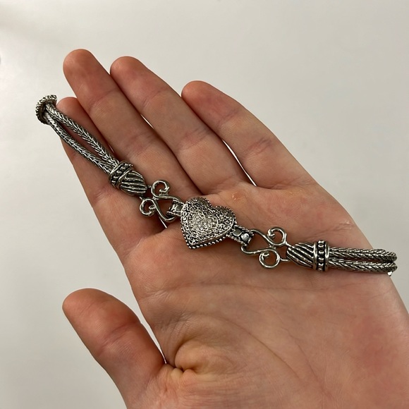 Lia Sofia LOVE DUST Silver Bracelet Heart Pendent Vintage - Picture 1 of 5